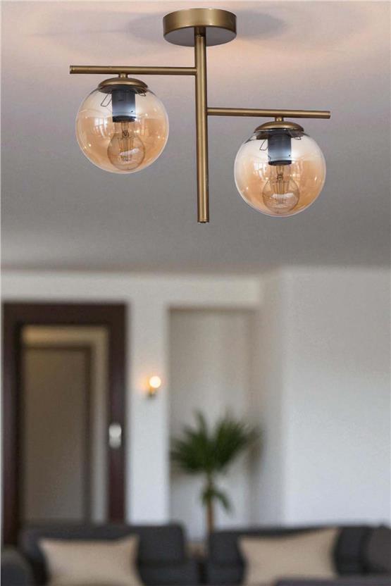 Lumexx Terra 2 Li Eskitme Bal Camlı Plafonyer Avize