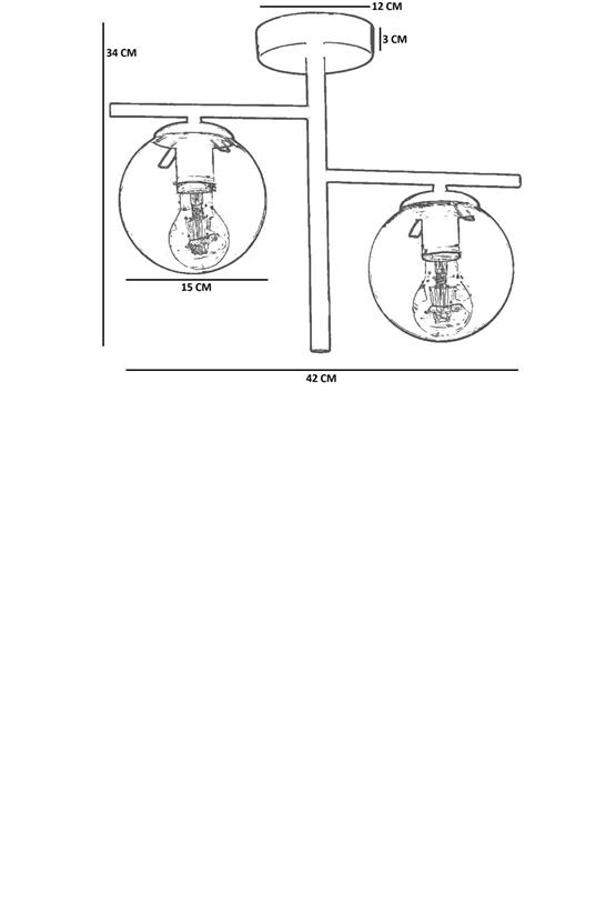 Lumexx Terra 2 Li Eskitme Bal Camlı Plafonyer Avize