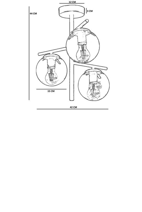 Lumexx Terra 3 Lü Eskitme Bal Camlı Plafonyer Avize