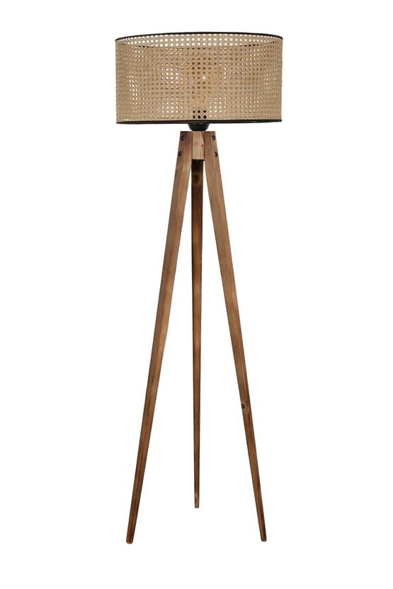 Lumexx Tripod Lambader Yanık Silindir Rattan Abajurlu