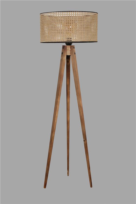 Lumexx Tripod Lambader Yanık Silindir Rattan Abajurlu