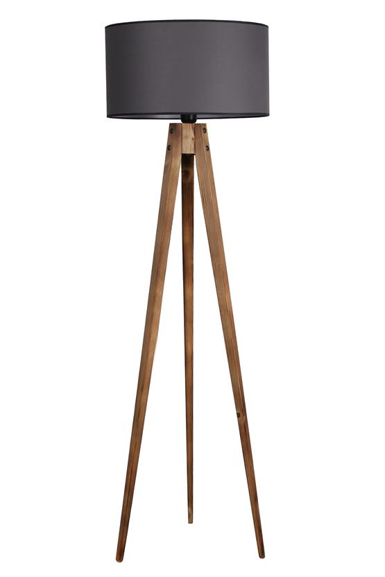 Lumexx Tripod Yanık Lambader Silindir Koyu Gri Abajurlu