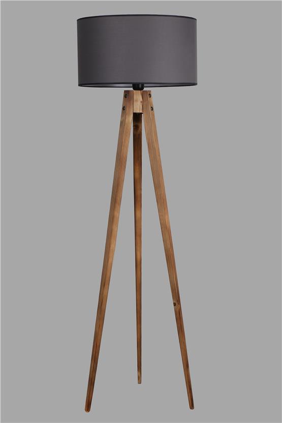 Lumexx Tripod Yanık Lambader Silindir Koyu Gri Abajurlu
