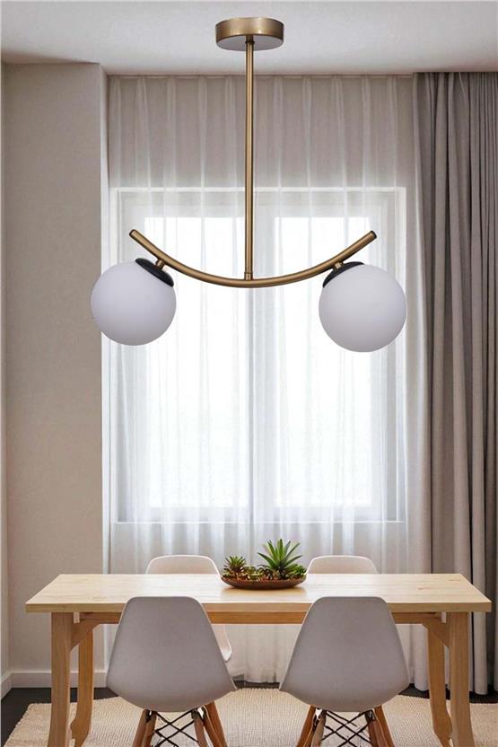 Lumexx Velvet 2 Li Eskitme Beyaz Camlı Plafonyer Avize