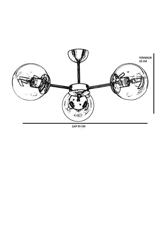 Lumexx  Venüs 3 Lü Beyaz Camlı Avize