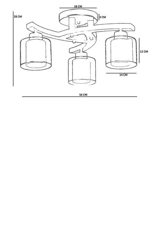 Lumexx Weston 3 Lü Ceviz Çift Camlı Plofonyer Avize