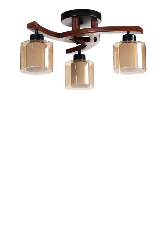 Lumexx Weston 3 Lü Ceviz Çift Camlı Plofonyer Avize