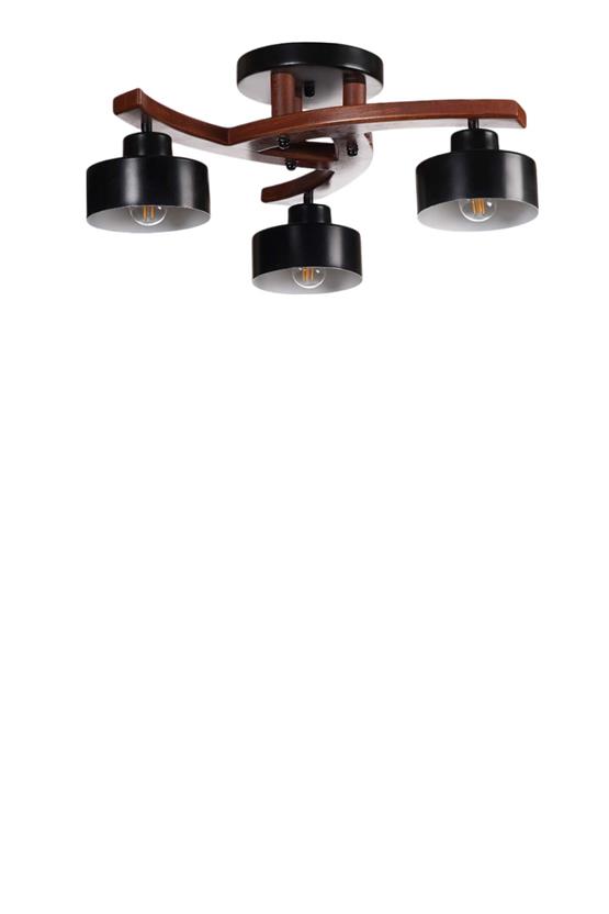 Lumexx Weston 3 Lü Ceviz Metal Başlıklı Plofonyer Avize