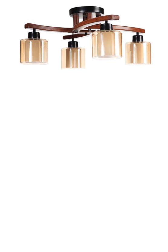 Lumexx Weston 4 Lü Ceviz Çift Camlı Plofonyer Avize