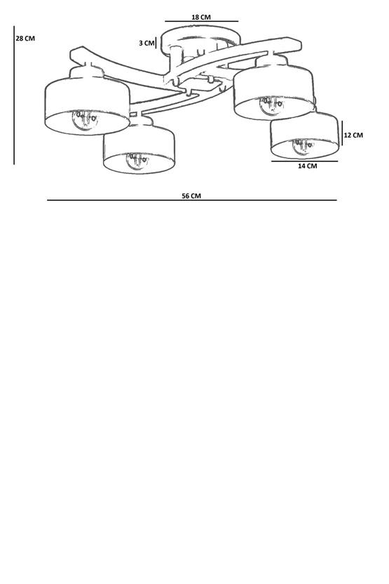 Lumexx Weston 4 Lü Naturel Metal Başlıklı Plofonyer Avize