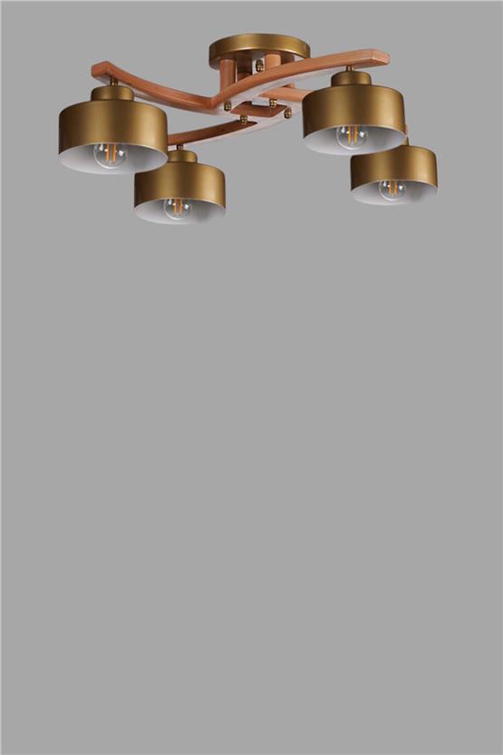 Lumexx Weston 4 Lü Naturel Metal Başlıklı Plofonyer Avize