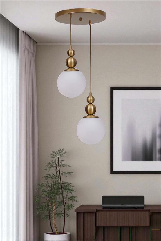 Lumexx Yaren 2 Li Tepsili Eskitme Beyaz Camlı Sarkıt