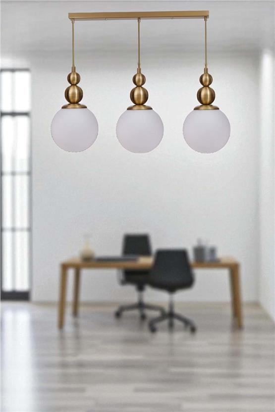Lumexx Yaren 3 Lü Sıralı Eskitme Beyaz Camlı Sarkıt