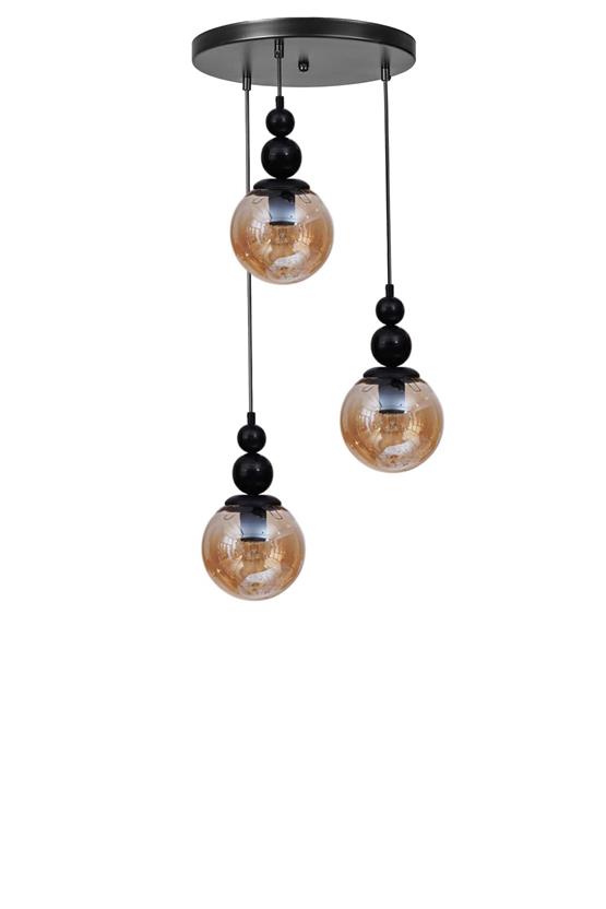 Lumexx Yaren 3 Lü Tepsili Siyah Bal Camlı Sarkıt