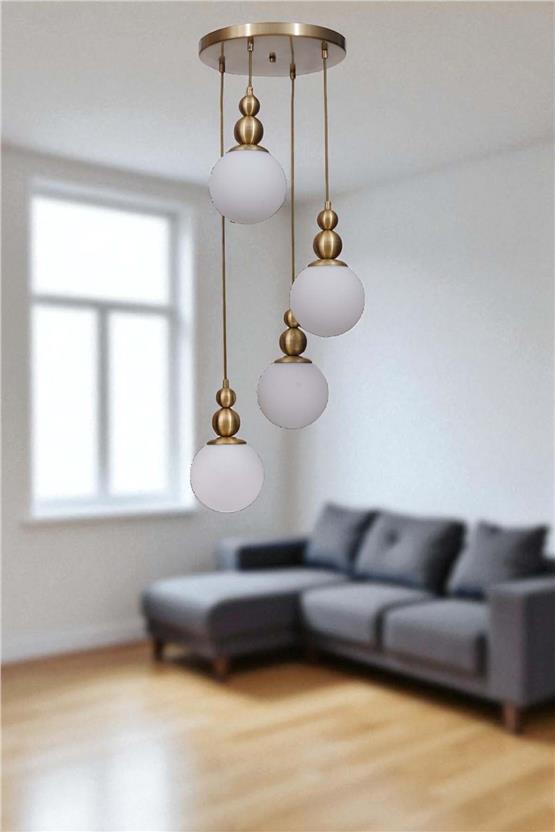 Lumexx Yaren 4 Lü Tepsili Eskitme Beyaz Camlı Sarkıt