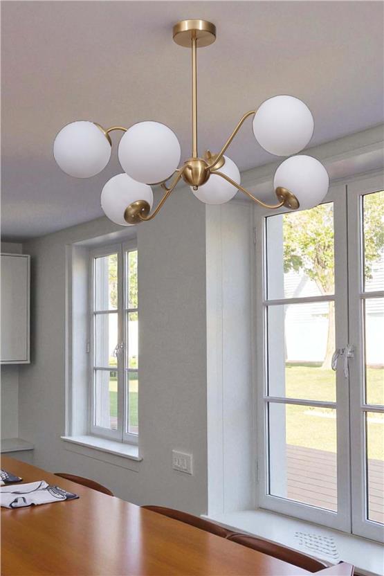 Lumexx Yeni Ahtapot 6 Lı Eskitme Beyaz Camlı Avize