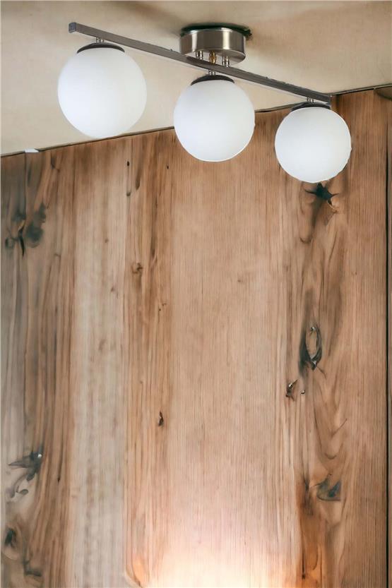 Lumexx Yeni Can 3 Lü Mat Krom Beyaz Camlı Avize