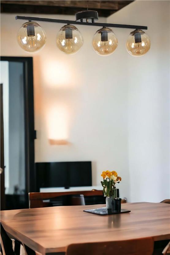 Lumexx Yeni Can 4 Lü Siyah Bal Camlı Avize