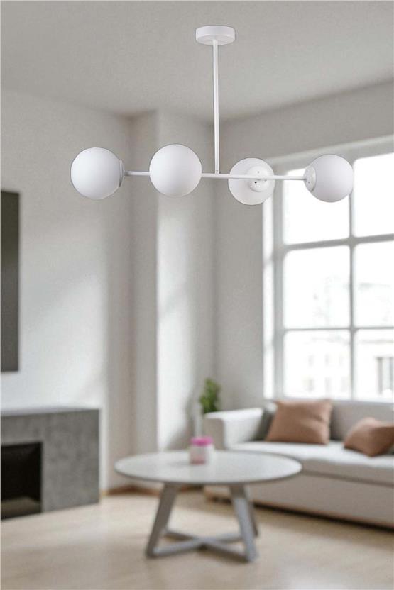 Lumexx Yeni Favori 4 Lü Beyaz Camlı Avize