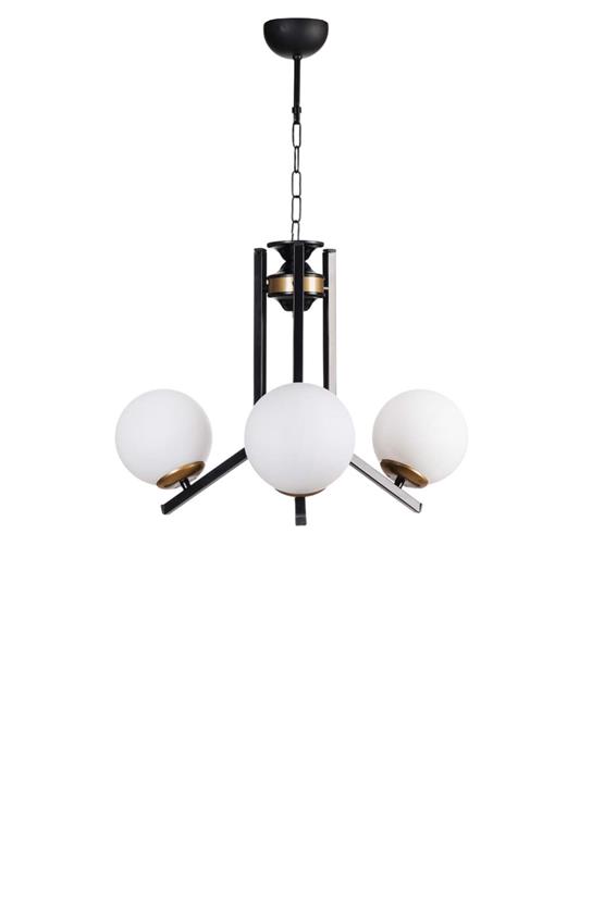 Lumexx Yeni Ruby 3 Lü Siyah Beyaz Camlı Avize