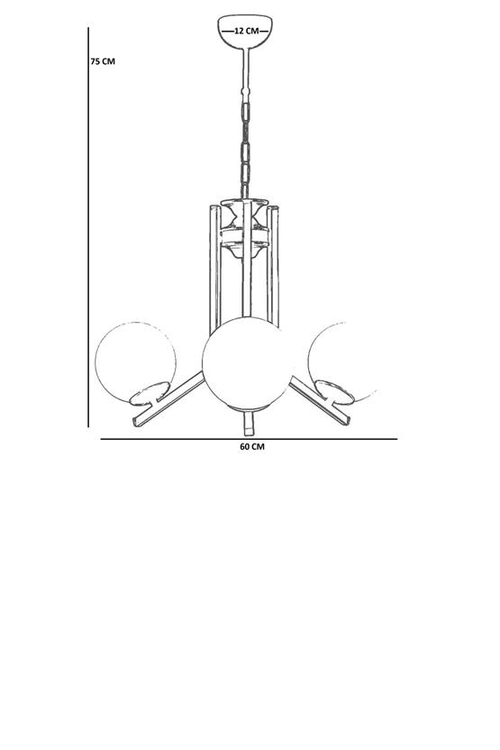 Lumexx Yeni Ruby 3 Lü Siyah Beyaz Camlı Avize