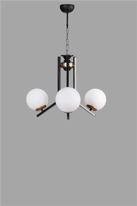 Lumexx Yeni Ruby 3 Lü Siyah Beyaz Camlı Avize