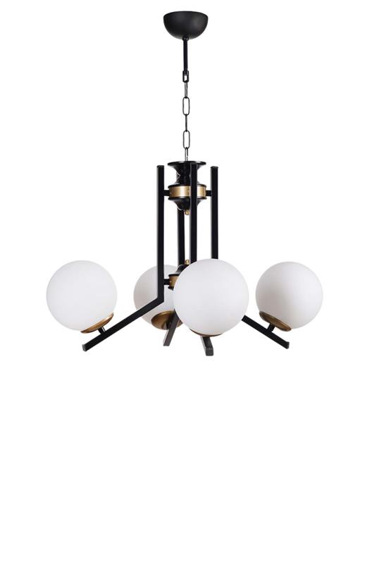 Lumexx Yeni Ruby 4 Lü Siyah Beyaz Camlı Avize