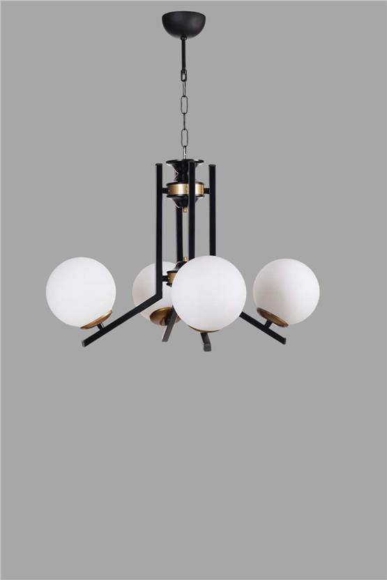 Lumexx Yeni Ruby 4 Lü Siyah Beyaz Camlı Avize