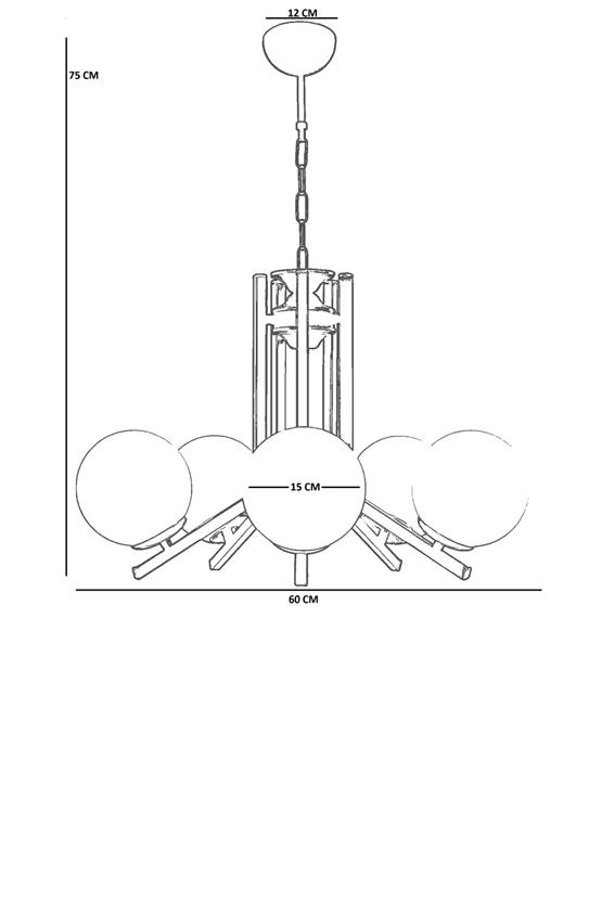 Lumexx Yeni Ruby 5 Li Siyah Beyaz Camlı Avize