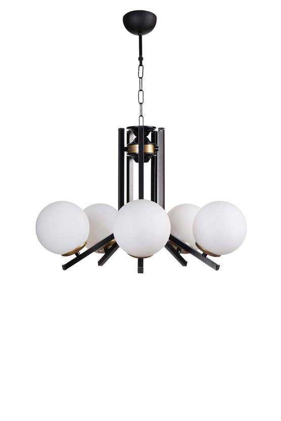 Lumexx Yeni Ruby 5 Li Siyah Beyaz Camlı Avize