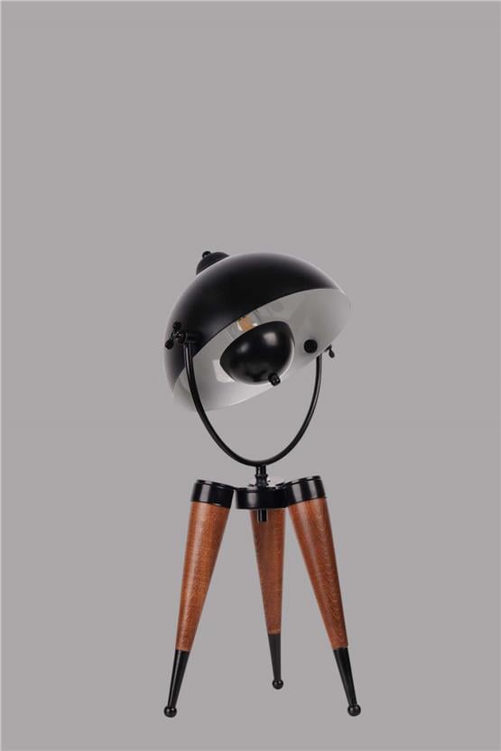 Lumexx Yeni Stil Ceviz Siyah Retro Başlıklı Masa Lambası