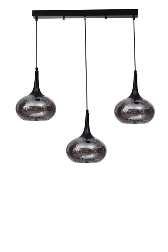 Lumexx Zara 3 Lü Sıralı Siyah Füme Camlı Sarkıt