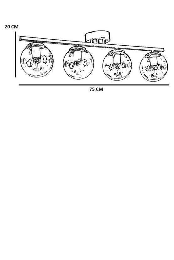 LumexxYeni Can 4 Lü Mat Krom Beyaz Camlı Avize
