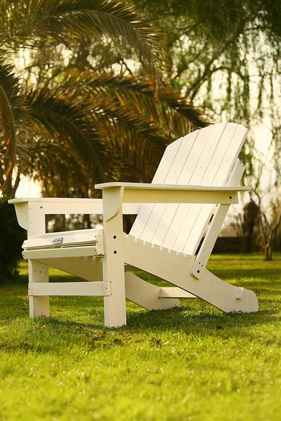 Mandu Adirondack (Ahşap Bahçe Sandalyesi) Beyaz-Mnd239