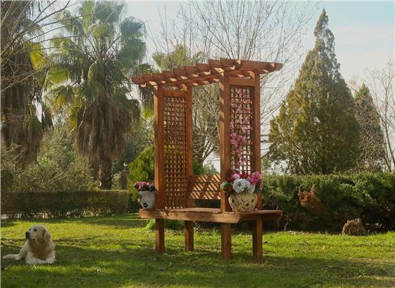 Mandu Ahşap Bahçe Giriş Kapısı Ve Sarmaşık Bank-Sg02 (2 Farklı Kullanım)