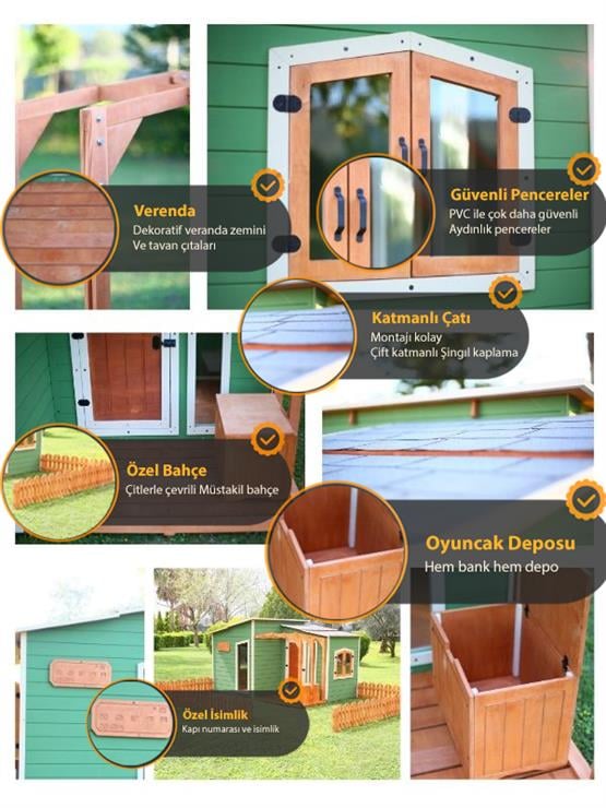 Mandu Ahşap Bahçeli Modern Playhouse (Oyun Evi) Mnd235