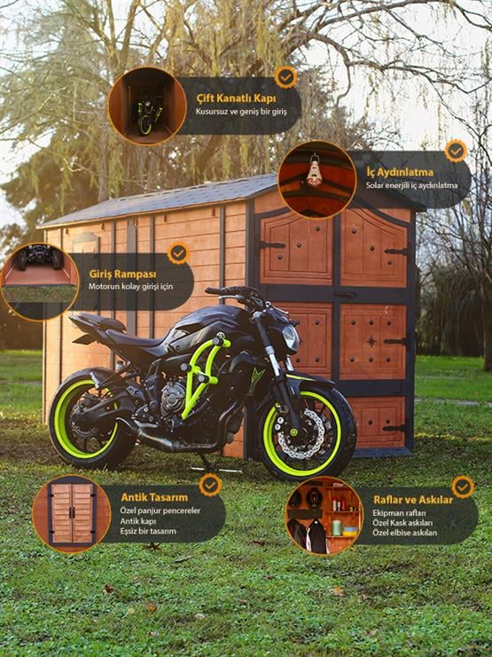 Mandu Ahşap Motosiklet ve ATV Garajı (Takım Odası) Mnd257