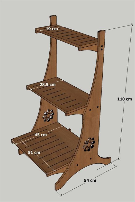 Mandu Ahşap Saksı Rafı-Mnd199