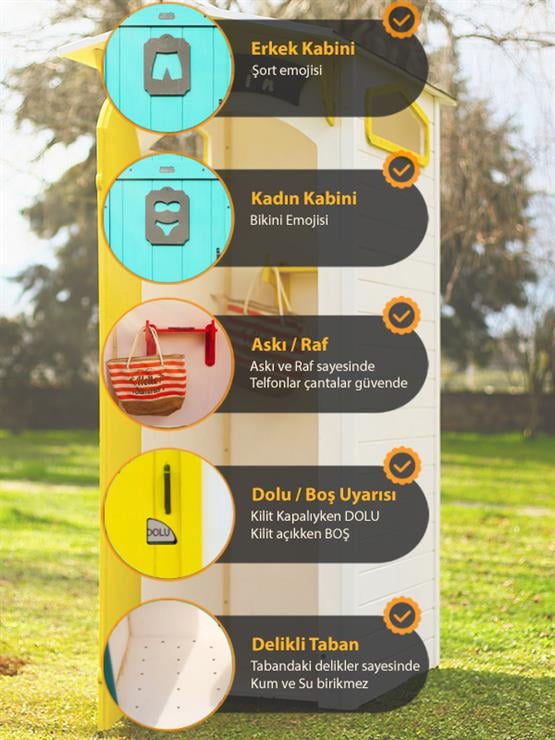 Mandu Ahşap Soyunma Kabini (Plaj Duş Kabini) Mavi Mnd259