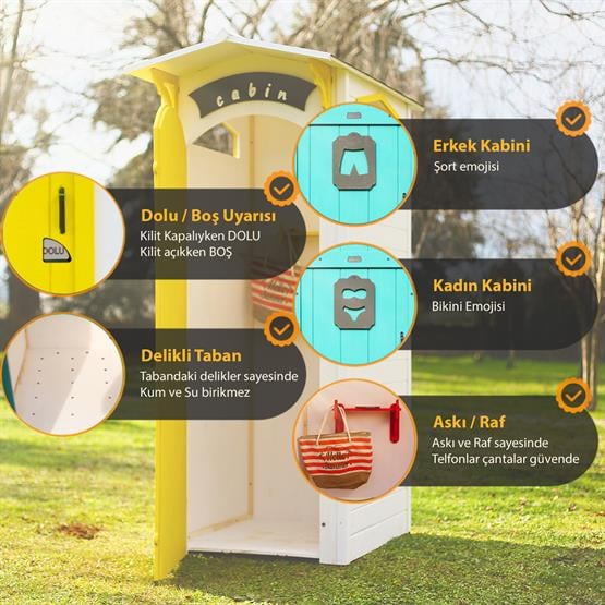 Mandu Ahşap Soyunma Kabini (Plaj Duş Kabini) Kırmızı Mnd259-1