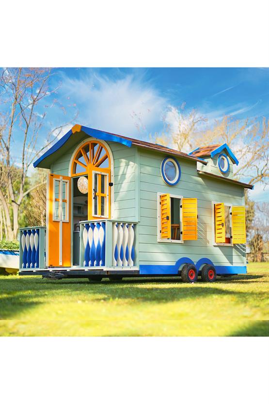 Mandu Ahşap Tinyhouse Playhouse Römorklu Oyun Evi MND282 