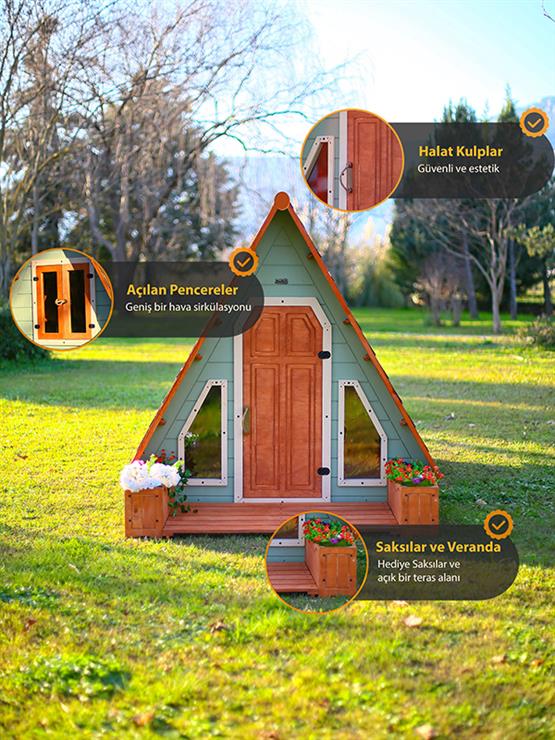 Mandu Ahşap Üçgen Çocuk Oyun Evi ( Aframe Playhouse) Mnd260