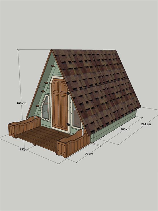 Mandu Ahşap Üçgen Çocuk Oyun Evi ( Aframe Playhouse) Mnd260