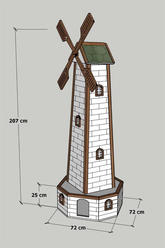Mandu Ahşap Yel Değirmenli Kedi Evi-Mnd200