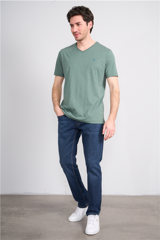 Mareteks 2602 Js Neftı Erkek Pıs V Yaka Baskılı Flamlı T-Shırt