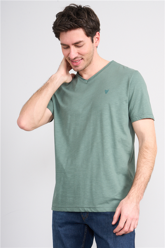 Mareteks 2602 Js Neftı Erkek Pıs V Yaka Baskılı Flamlı T-Shırt