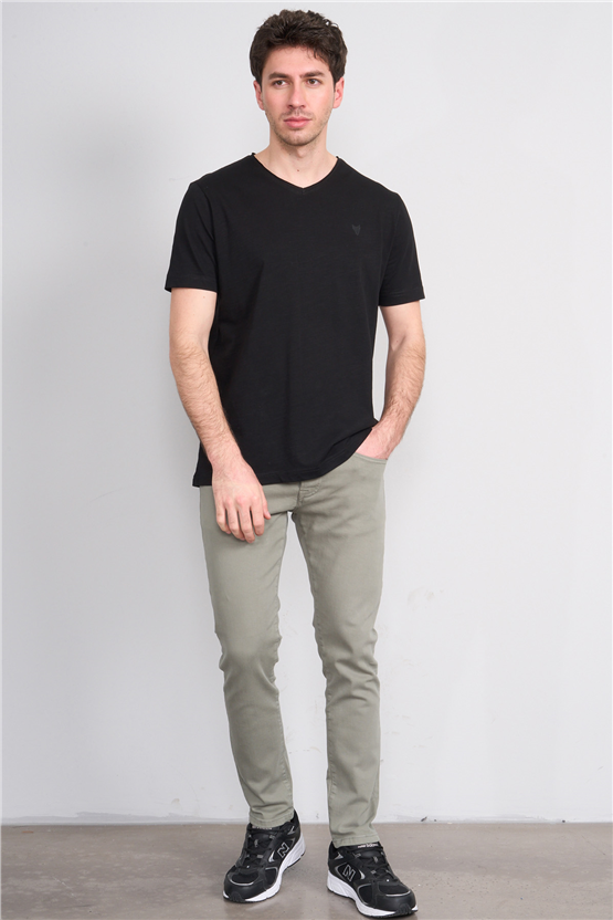 Mareteks 2602 Js Sıyah Erkek Pıs V Yaka Baskılı Flamlı T-Shırt