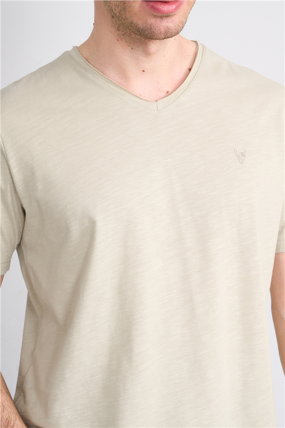 Mareteks 2602 Js Tas Erkek Pıs V Yaka Baskılı Flamlı T-Shırt