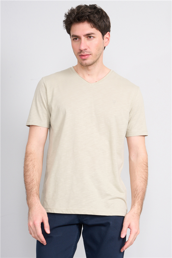 Mareteks 2602 Js Tas Erkek Pıs V Yaka Baskılı Flamlı T-Shırt