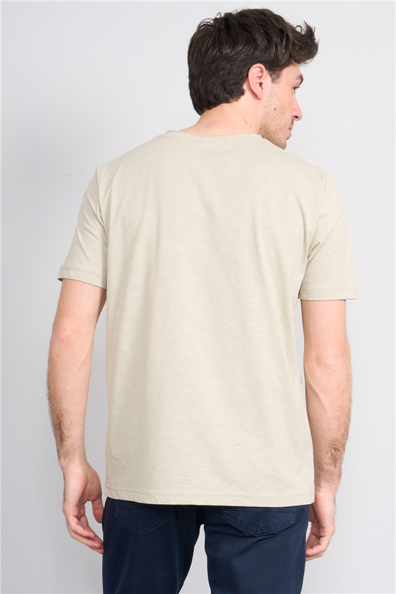 Mareteks 2602 Js Tas Erkek Pıs V Yaka Baskılı Flamlı T-Shırt